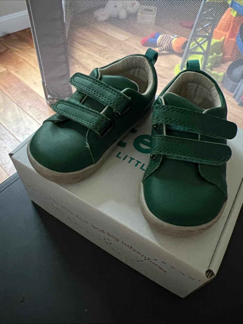 Ten Little - Toddler Green Faux Leather Sneakers